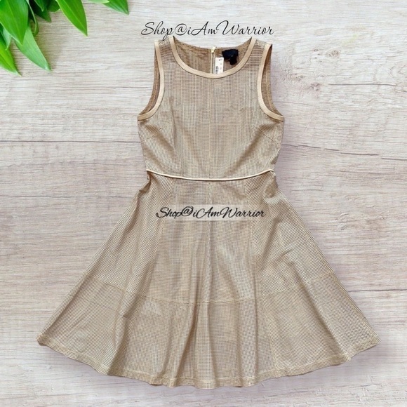 J.Crew Collection NWT rare ecru perforated leather a-line dress *shop@iamwarrior - Picture 3 of 11